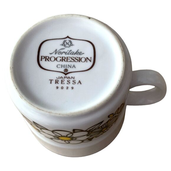 Noritake Progression China Tressa 9029 Cups & Saucers Set of 2 Floral Daisies - Picture 4 of 6